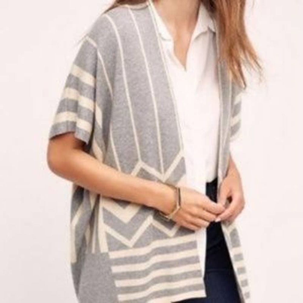 Anthropologie Fee Verte Hudson Geometric Open Front Cardigan
